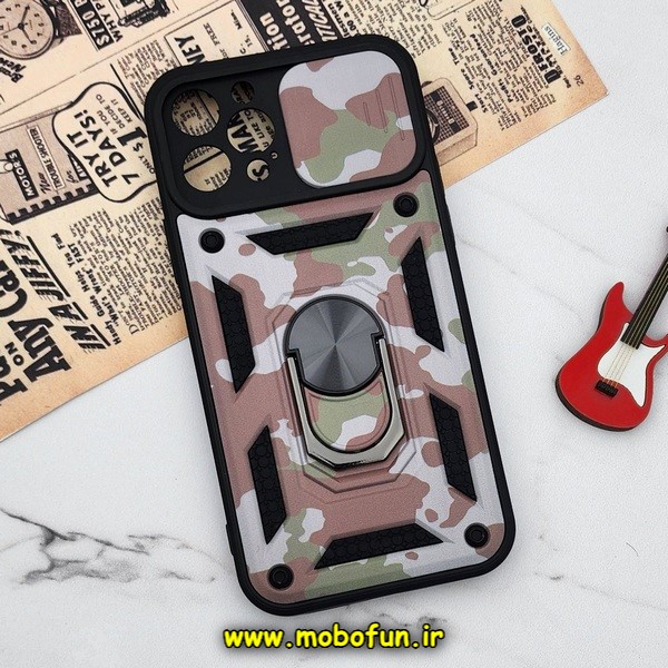 قاب گوشی iPhone 12 Pro آیفون طرح ضد ضربه بتمن چریکی ارتشی هولدر دار محافظ لنز دار کشویی پنجره ای کد E24-176460