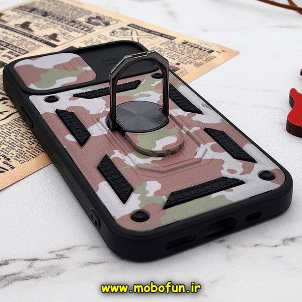 قاب گوشی iPhone 12 Pro آیفون طرح ضد ضربه بتمن چریکی ارتشی هولدر دار محافظ لنز دار کشویی پنجره ای کد E24-176460