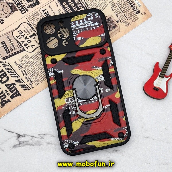قاب گوشی iPhone 12 Pro آیفون طرح ضد ضربه بتمن چریکی ارتشی هولدر دار محافظ لنز دار کشویی پنجره ای کد E24-176457