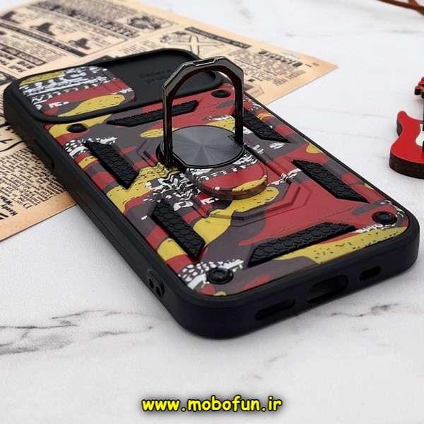 قاب گوشی iPhone 12 Pro آیفون طرح ضد ضربه بتمن چریکی ارتشی هولدر دار محافظ لنز دار کشویی پنجره ای کد E24-176457