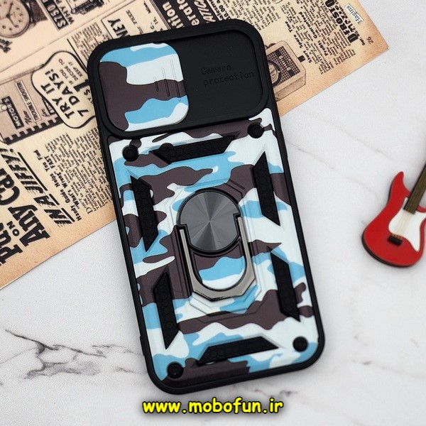 قاب گوشی iPhone 12 Pro آیفون طرح ضد ضربه بتمن چریکی ارتشی هولدر دار محافظ لنز دار کشویی پنجره ای کد 776