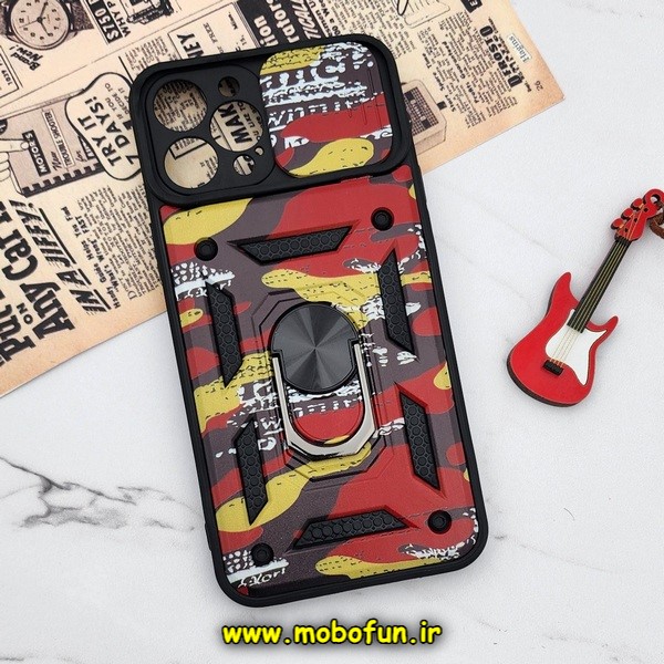 قاب گوشی iPhone 12 Pro Max آیفون طرح ضد ضربه بتمن چریکی ارتشی هولدر دار محافظ لنز دار کشویی پنجره ای کد E24-176462
