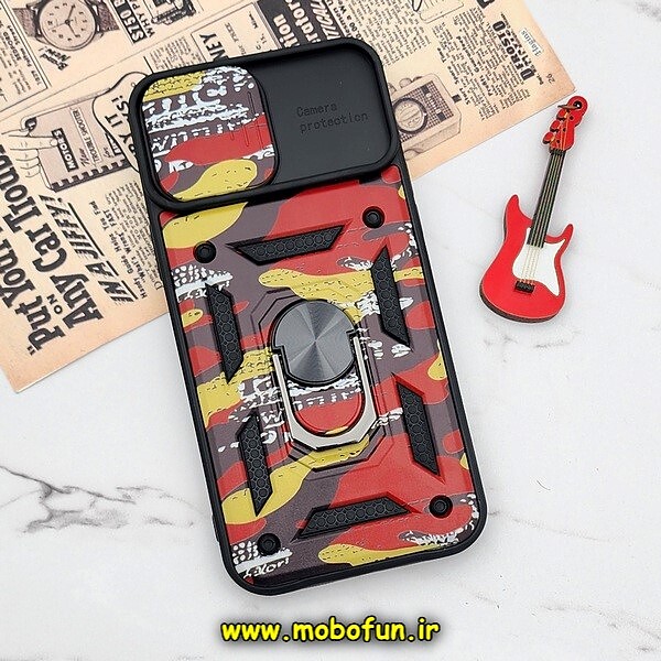 قاب گوشی iPhone 13 Pro Max آیفون طرح ضد ضربه بتمن چریکی ارتشی هولدر دار محافظ لنز دار کشویی پنجره ای کد 507