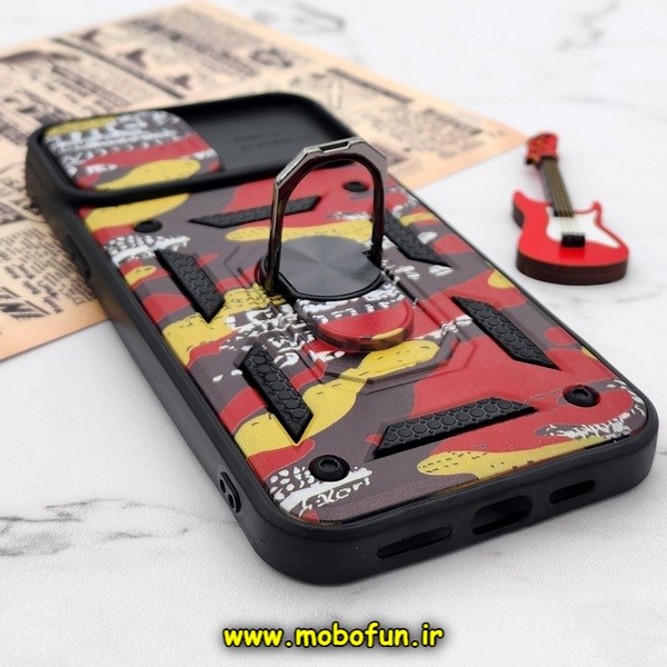قاب گوشی iPhone 13 Pro Max آیفون طرح ضد ضربه بتمن چریکی ارتشی هولدر دار محافظ لنز دار کشویی پنجره ای کد E24-176472