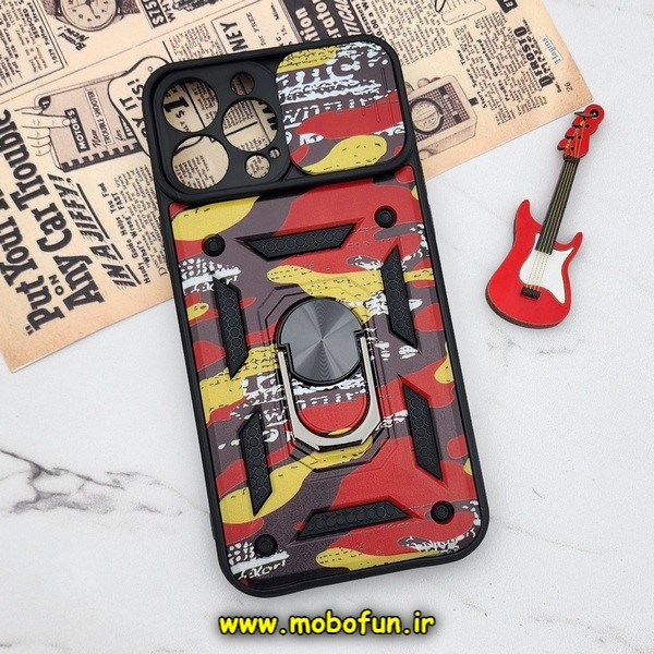 قاب گوشی iPhone 13 Pro Max آیفون طرح ضد ضربه بتمن چریکی ارتشی هولدر دار محافظ لنز دار کشویی پنجره ای کد E24-176472
