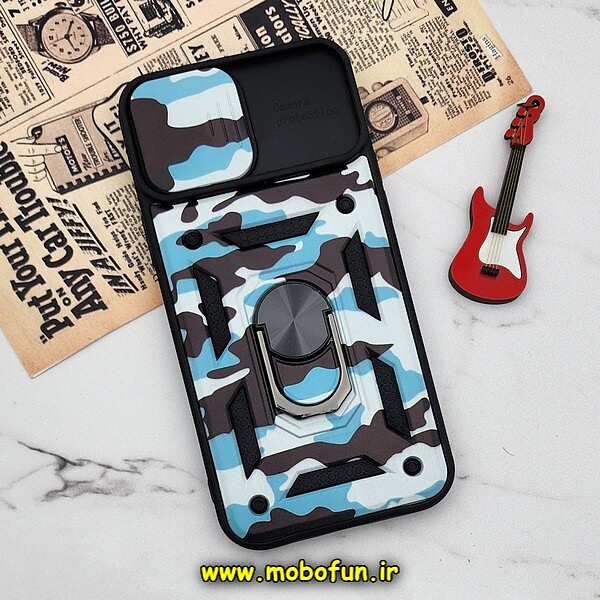 قاب گوشی iPhone 13 Pro Max آیفون طرح ضد ضربه بتمن چریکی ارتشی هولدر دار محافظ لنز دار کشویی پنجره ای کد 509