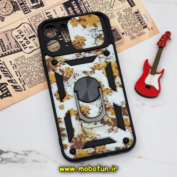قاب گوشی iPhone 11 Pro آیفون طرح ضد ضربه بتمن چریکی ارتشی هولدر دار محافظ لنز دار کشویی پنجره ای کد E24-176451