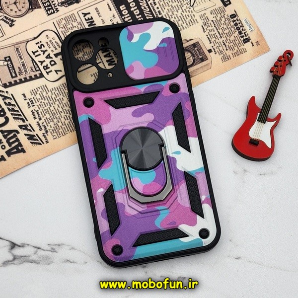 قاب گوشی iPhone 11 Pro آیفون طرح ضد ضربه بتمن چریکی ارتشی هولدر دار محافظ لنز دار کشویی پنجره ای کد E24-176453
