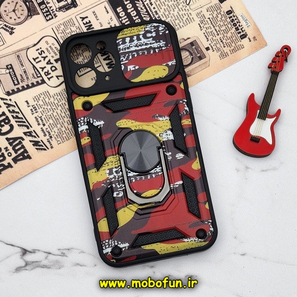 قاب گوشی iPhone 11 Pro آیفون طرح ضد ضربه بتمن چریکی ارتشی هولدر دار محافظ لنز دار کشویی پنجره ای کد E24-176452
