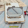 قاب گوشی iPhone 11 Pro Max آیفون طرح ژله ای کیتی KITTY مای کیس گلد لاین آینه ای دور طلایی محافظ لنز دار سفید کد 531