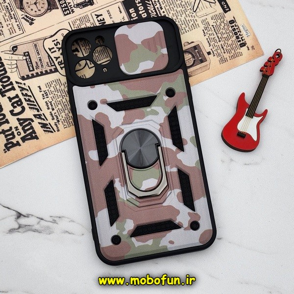 قاب گوشی iPhone 11 Pro Max آیفون طرح ضد ضربه بتمن چریکی ارتشی هولدر دار محافظ لنز دار کشویی پنجره ای کد E24-176456
