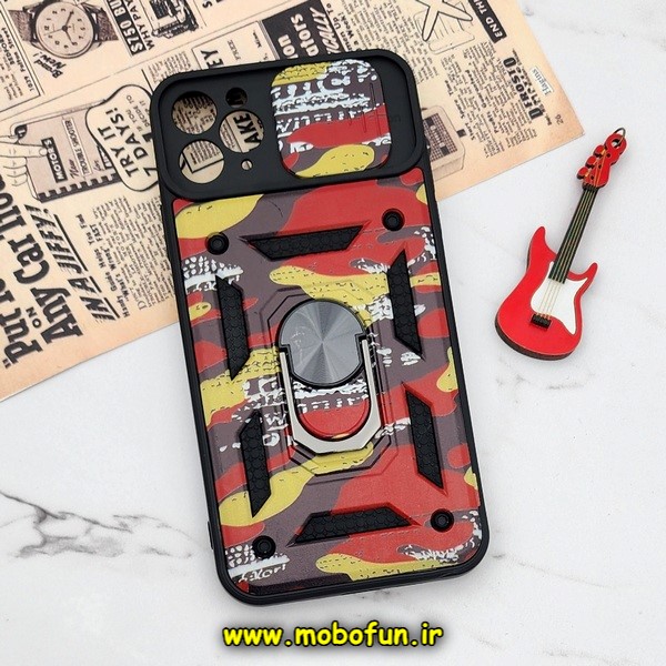 قاب گوشی iPhone 11 Pro Max آیفون طرح ضد ضربه بتمن چریکی ارتشی هولدر دار محافظ لنز دار کشویی پنجره ای کد E24-176414