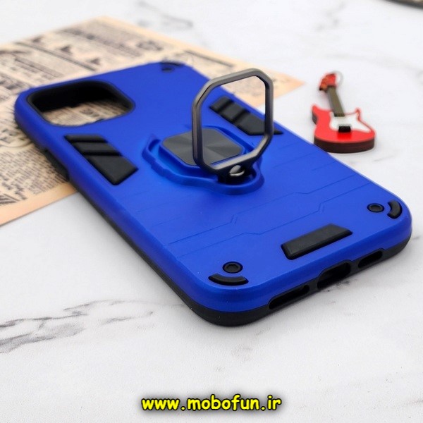 قاب گوشی Iphone 12 Pro Max آیفون طرح ضد ضربه بتمن هولدر دار آبی کاربنی کد E24-176440