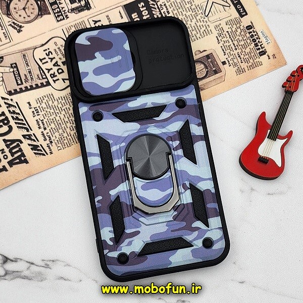 قاب گوشی iPhone 13 Pro آیفون طرح ضد ضربه بتمن چریکی ارتشی هولدر دار محافظ لنز دار کشویی پنجره ای کد 375