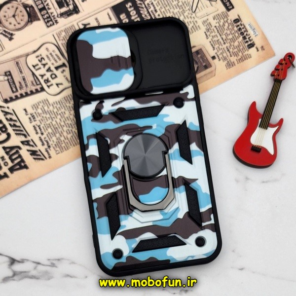 قاب گوشی iPhone 13 Pro آیفون طرح ضد ضربه بتمن چریکی ارتشی هولدر دار محافظ لنز دار کشویی پنجره ای کد 376