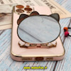 قاب گوشی iPhone 13 Pro Max آیفون طرح ژله ای کیتی KITTY مای کیس گلد لاین آینه ای دور طلایی محافظ لنز دار گلبهی کد 514