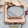 قاب گوشی iPhone 13 Pro Max آیفون طرح ژله ای کیتی KITTY مای کیس گلد لاین آینه ای دور طلایی محافظ لنز دار گلبهی کد 514