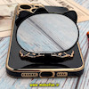 قاب گوشی iPhone 13 Pro Max آیفون طرح ژله ای کیتی KITTY مای کیس گلد لاین آینه ای دور طلایی محافظ لنز دار مشکی کد 515