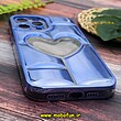 قاب گوشی iPhone 13 Pro Max آیفون طرح ژله ای الکتروپلیتینگ محافظ لنز دار قلبی اورجینال یونیک کیس Unique Case آبی یاسی کد 519