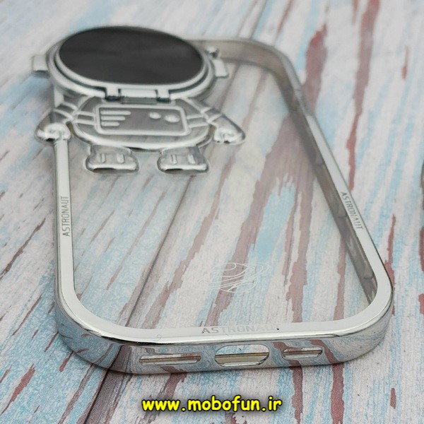 قاب گوشی iPhone 14 Pro Max آیفون طرح ژله ای فضانورد مای کیس شفاف گلد لاین Creative Case محافظ لنز دار نقره ای کد E42-171818