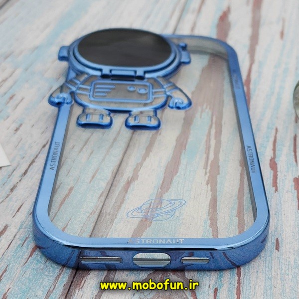 قاب گوشی iPhone 14 Pro Max آیفون طرح ژله ای فضانورد مای کیس شفاف گلد لاین Creative Case محافظ لنز دار آبی روشن کد E42-171817