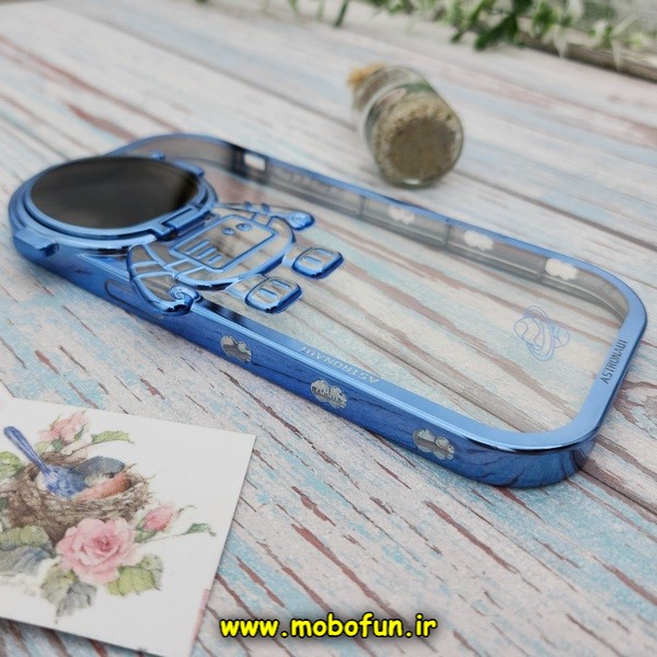 قاب گوشی iPhone 14 Pro Max آیفون طرح ژله ای فضانورد مای کیس شفاف گلد لاین Creative Case محافظ لنز دار آبی روشن کد E42-171817