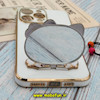 قاب گوشی iPhone 14 Pro Max آیفون طرح ژله ای کیتی KITTY مای کیس گلد لاین آینه ای دور طلایی محافظ لنز دار سفید کد 191