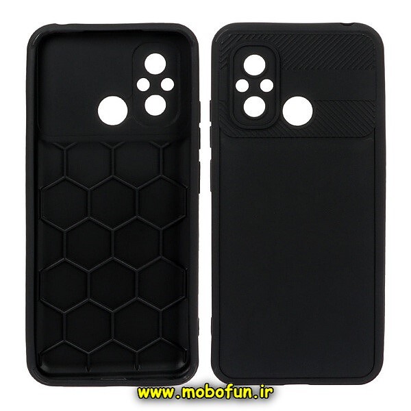 قاب گوشی Redmi 12C - Poco C55 - Redmi 11A شیائومی طرح سیلیکونی هاشور محافظ لنزدار مشکی کد 37