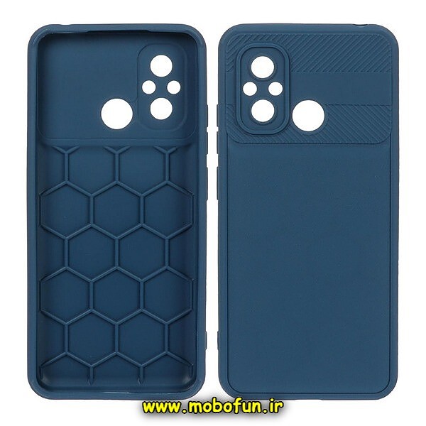 قاب گوشی Redmi 12C - Poco C55 - Redmi 11A شیائومی طرح سیلیکونی هاشور محافظ لنزدار سرمه ای کد 38
