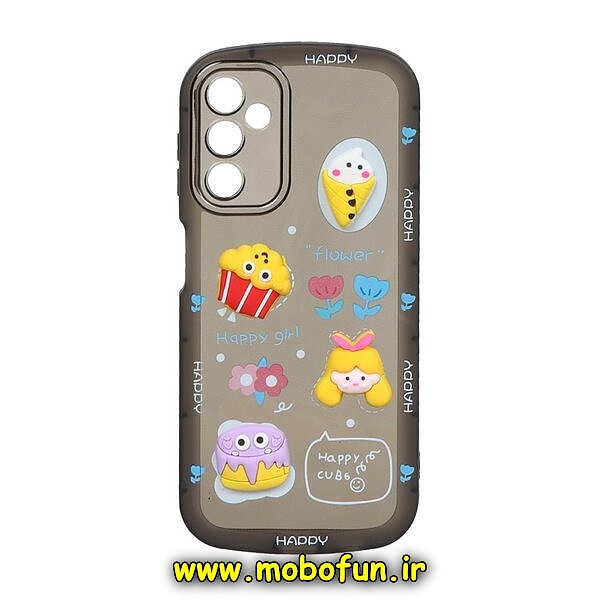 قاب گوشی Galaxy A14 4G - Galaxy A14 5G سامسونگ طرح ژله ای شفاف بالشتی سه بعدی عروسکی محافظ لنز دار مشکی کد 190