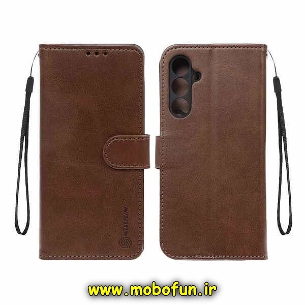 کیف گوشی Galaxy A54 5G سامسونگ مگنتی نیلکین NILLKIN طرح چرم کتابی محافظ لنزدار قهوه ای کد 190