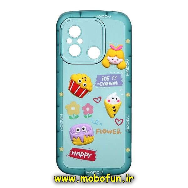 قاب گوشی Redmi 12C - Poco C55 - Redmi 11A شیائومی طرح ژله ای شفاف بالشتی سه بعدی عروسکی محافظ لنز دار سبز کد 59