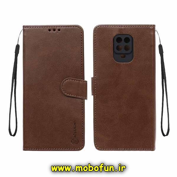 کیف گوشی Redmi Note 9S - Redmi Note 9 Pro شیائومی مگنتی نیلکین NILLKIN طرح چرم کتابی محافظ لنزدار قهوه ای کد 862