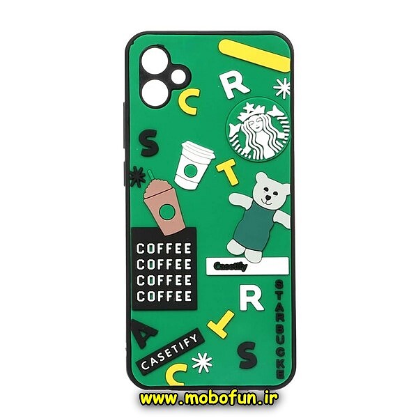 قاب گوشی  Galaxy A04 - Galaxy M13 5G سامسونگ طرح سیلیکونی هارد سه بعدی برجسته محافظ لنزدار استارباکس STARBUCKS کد 185