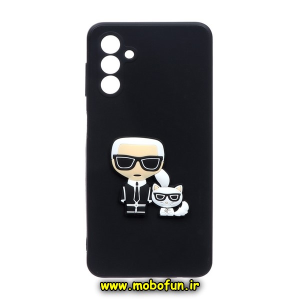 قاب گوشی Galaxy A04S سامسونگ طرح سیلیکونی ژله ای سه بعدی برجسته عروسکی کارل KARL محافظ لنز دار مشکی کد 198