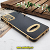 قاب گوشی Galaxy A12 - Galaxy M12 - Galaxy F12 سامسونگ طرح ژله ای دبل متال مای کیس مگ سیف Magsafe گلد لاین دور طلایی محافظ لنز دار شیشه ای مشکی کد 1177