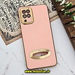 قاب گوشی Galaxy A12 - Galaxy M12 - Galaxy F12 سامسونگ طرح ژله ای دبل متال مای کیس مگ سیف Magsafe گلد لاین دور طلایی محافظ لنز دار شیشه ای گلبهی کد 1179