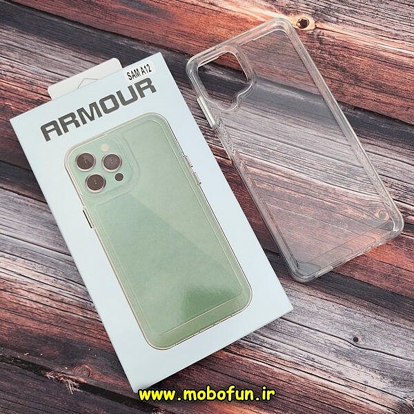 قاب گوشی Galaxy A12 - Galaxy M12 - Galaxy F12 سامسونگ اورجینال آرمور ARMOR طرح طلقی شیشه ای شفاف دکمه کرومی کد 1182