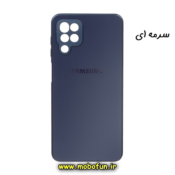 قاب گوشی Galaxy A12 - Galaxy M12 سامسونگ مدل PVD ضد خش پشت گلس شیشه ای محافظ لنز دار سرمه ای کد 1201