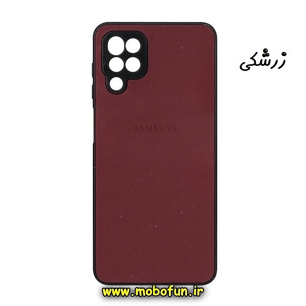 قاب گوشی Galaxy A12 - Galaxy M12 سامسونگ مدل PVD ضد خش پشت گلس شیشه ای محافظ لنز دار زرشکی کد 1205
