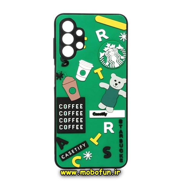 قاب گوشی Galaxy A13 4G سامسونگ طرح سیلیکونی هارد سه بعدی برجسته محافظ لنزدار استارباکس STARBUCKS کد 643