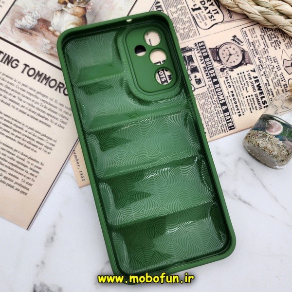 قاب گوشی Galaxy A24 4G سامسونگ سیلیکونی ژله ای پافر PC زیر بسته محافظ لنز دار سبز کد 63