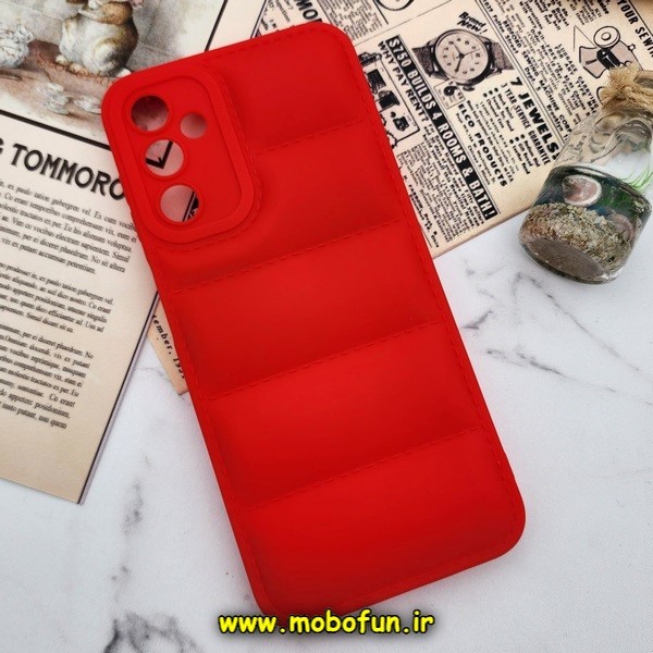 قاب گوشی Galaxy A24 4G سامسونگ سیلیکونی ژله ای پافر PC زیر بسته محافظ لنز دار قرمز کد 64