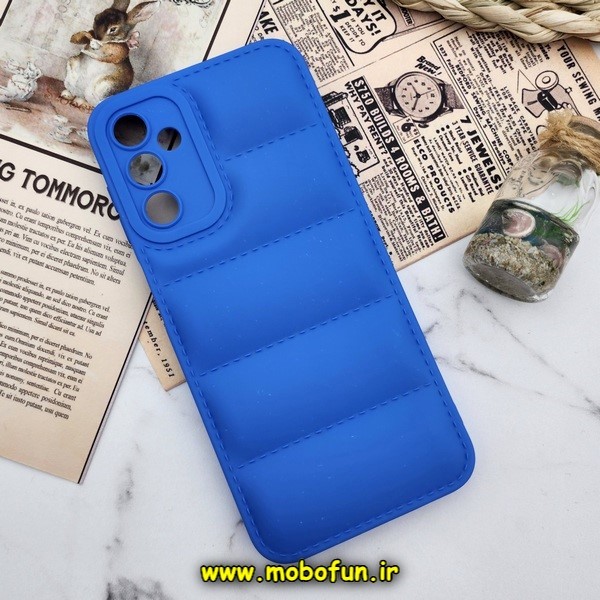 قاب گوشی Galaxy A24 4G سامسونگ سیلیکونی ژله ای پافر PC زیر بسته محافظ لنز دار آبی کاربنی کد 65