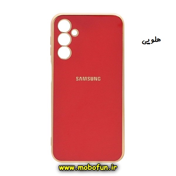 قاب گوشی Galaxy A24 4G سامسونگ طرح ژله ای مای کیس گلد لاین دور طلایی محافظ لنز دار هلویی کد 70