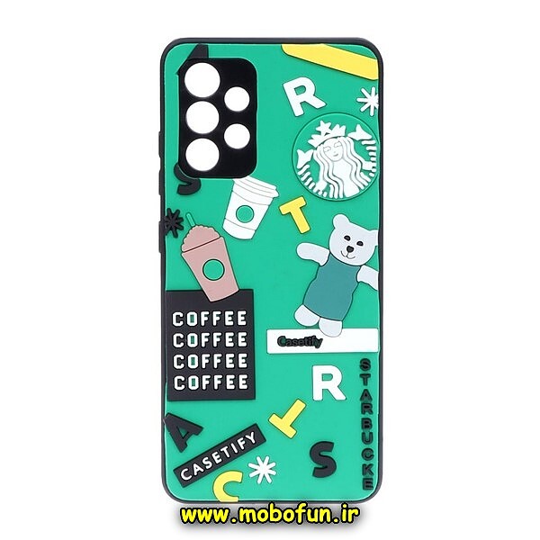 قاب گوشی Galaxy A33 5G سامسونگ طرح سیلیکونی هارد سه بعدی برجسته محافظ لنزدار استارباکس STARBUCKS کد 465