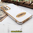 قاب گوشی Galaxy A34 5G سامسونگ طرح ژله ای دبل متال مای کیس مگ سیف Magsafe گلد لاین دور طلایی محافظ لنز دار شیشه ای سفید کد 160