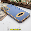 قاب گوشی Galaxy A34 5G سامسونگ طرح ژله ای دبل متال مای کیس مگ سیف Magsafe گلد لاین دور طلایی محافظ لنز دار شیشه ای آبی کد 161