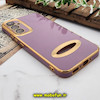 قاب گوشی Galaxy A34 5G سامسونگ طرح ژله ای دبل متال مای کیس مگ سیف Magsafe گلد لاین دور طلایی محافظ لنز دار شیشه ای بنفش کد 162
