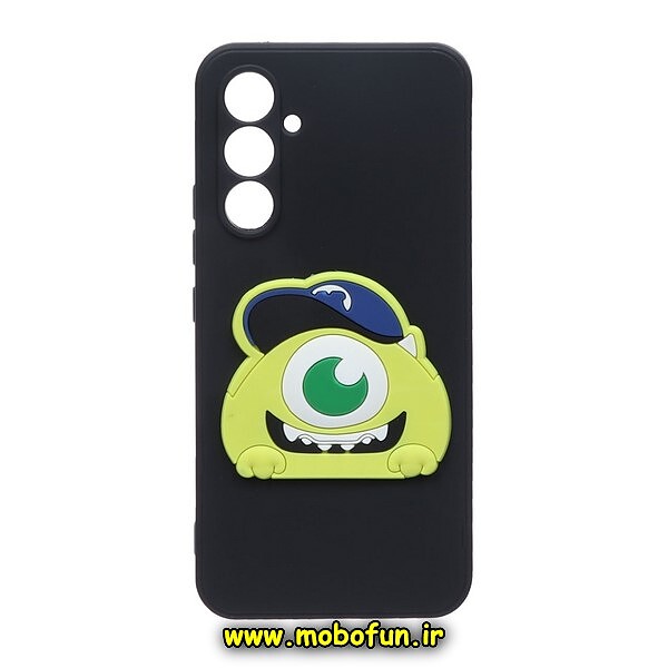 قاب گوشی Galaxy A34 5G سامسونگ طرح سیلیکونی ژله ای سه بعدی برجسته کارخانه هیولاها محافظ لنز دار مشکی کد 188